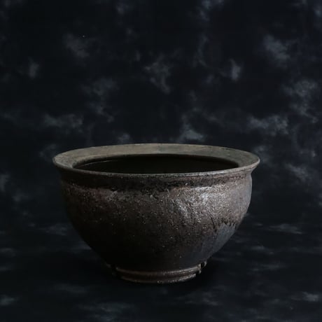 沼野秀章 作品【 Black Wrap 】4号 笠間焼 植木鉢 ［ No.134］
