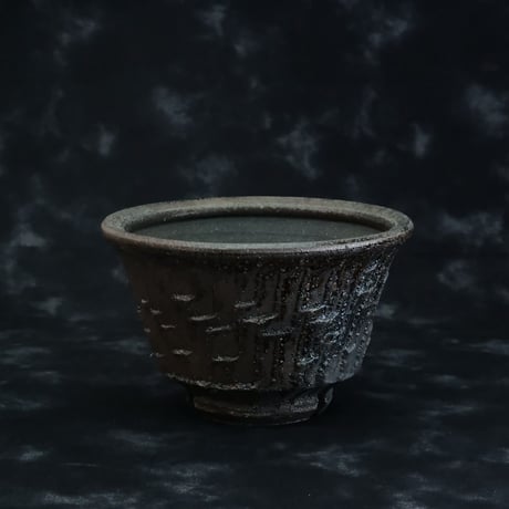 沼野秀章 作品【 Black Wrap 】4号 笠間焼 植木鉢 ［ No.71］