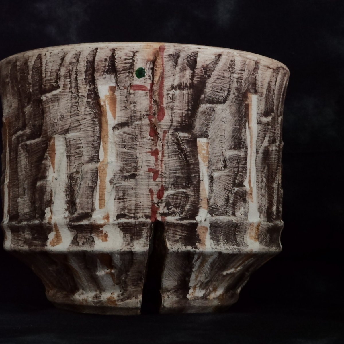 沼野秀章 作品【 刻ム音 】φ12.5cm 笠間焼 植木鉢 ［ No.116］ | 陶賊