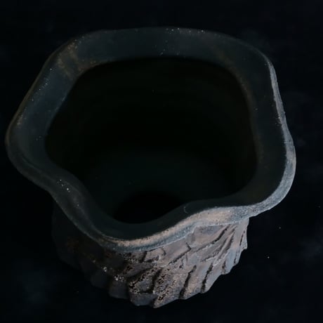 沼野秀章 作品【 black wrap 】3.5号 笠間焼 植木鉢 ［ No.66］