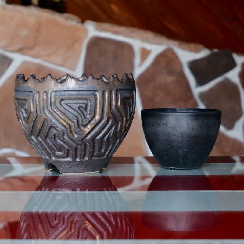 沼野秀章 根本峻吾 2個セット 根本峻吾 作品【 S.N.Pot ''鎬丸'' - crown - 5号 】笠間焼