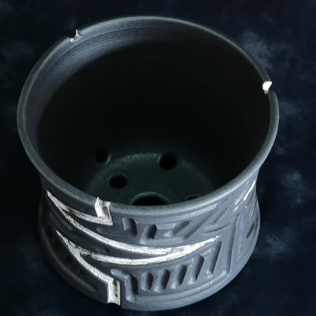 《size L》根本峻吾 作品【  S.N POT type.slim「 雷電 - raiden - 」5号 】笠間焼 植木鉢 [No.97]