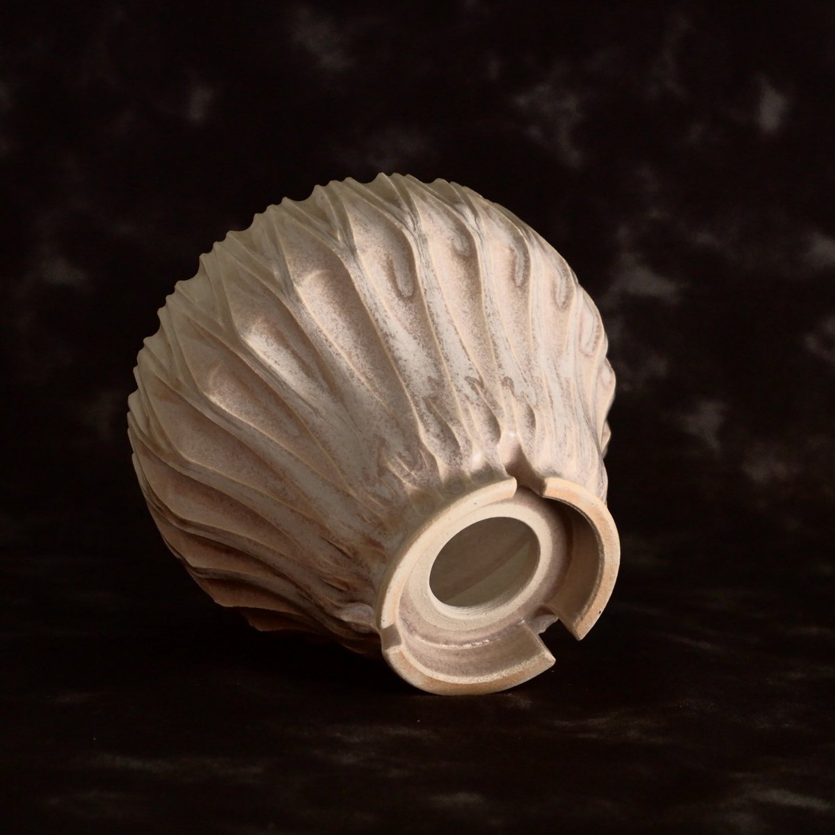 中野明彦 作品 【 KIRIKO - 藤色 - 】 4号 笠間焼 植木鉢 ［ No.12 ］