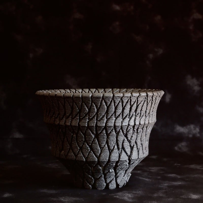 沖誠 Bark 沖誠 作品【 Bark - 炭化 - / deep / 4号 】 笠間焼 植木鉢 【No.59