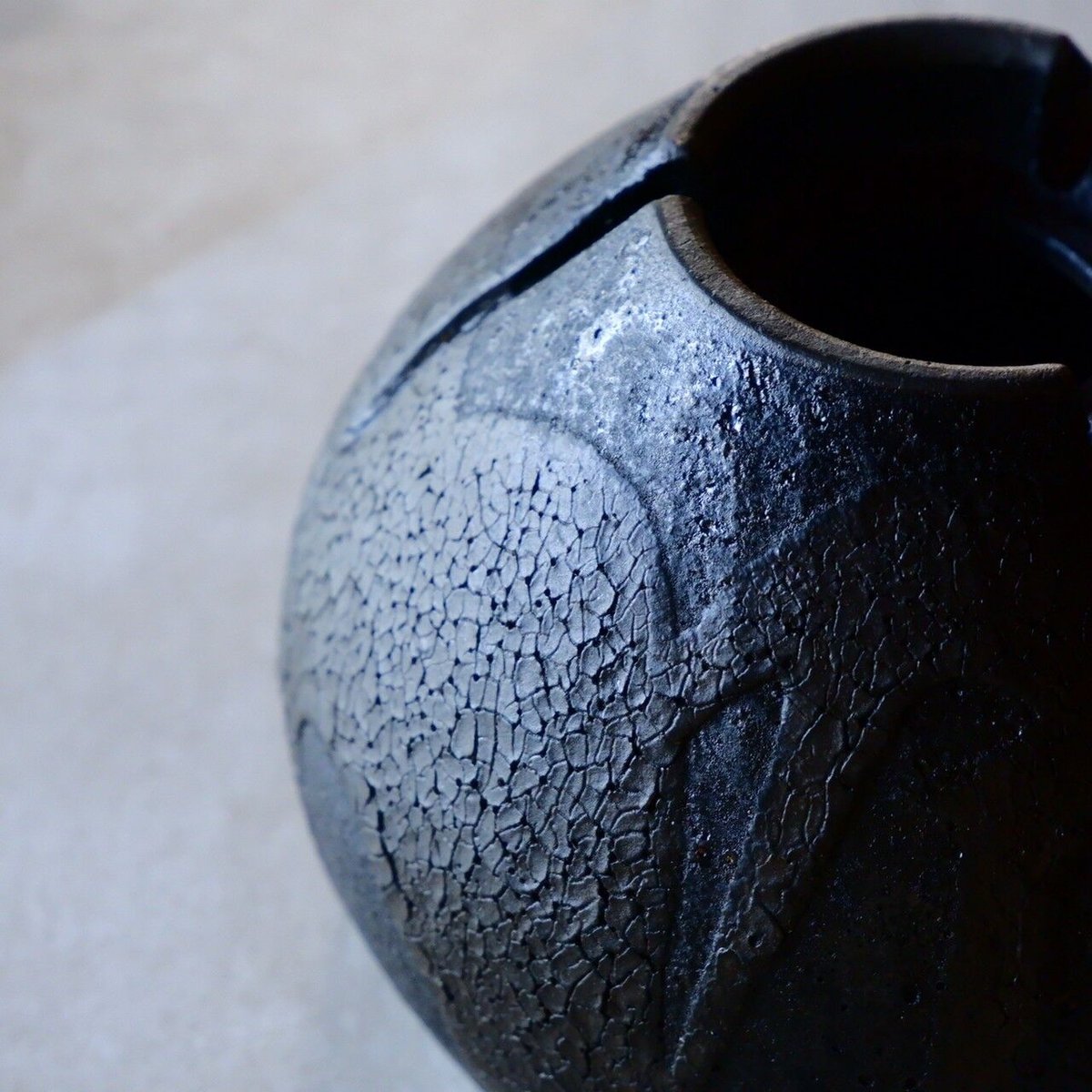 沼野秀章 作品【 japan wrap - 陶胎漆器 - 】3.5号 笠間焼 植木鉢 ［ No