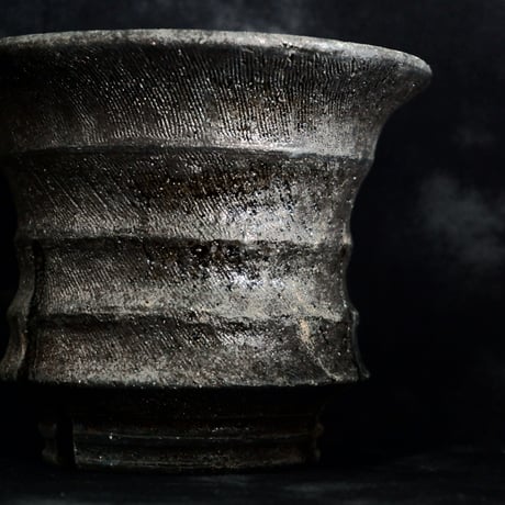 沼野秀章 作品 【 black wrap 】 3.5号 笠間焼 植木鉢 ［ No.92］