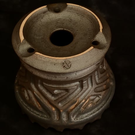 《size M》根本峻吾 作品【 S.N.POT type. slim「 鐡 - 黒焔 - 」4号 】笠間焼 植木鉢 [No.76]