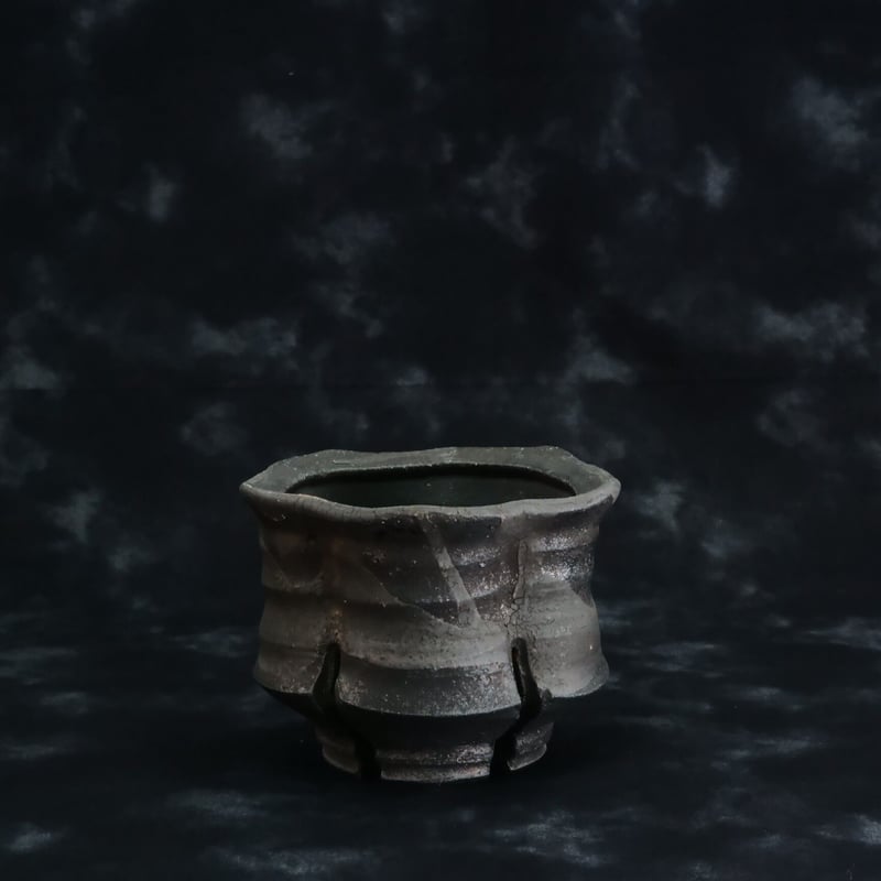 沼野秀章 作品【 Black Wrap 】2.5号 笠間焼 植木鉢 ［ No.124
