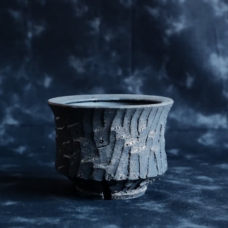 沼野秀章 作品【 Black Wrap 】3.5号 笠間焼 植木鉢 ［ No.144］