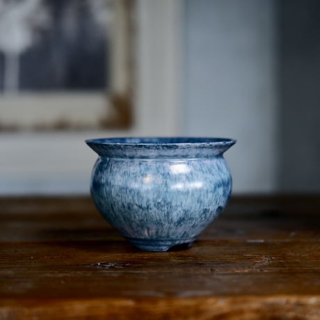 坂本新 作品【 LUSTER OVERGLAZE  - 青虹彩 -  turquoise  】 笠間焼 植木鉢