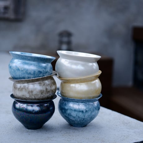 坂本新 作品【 LUSTER OVERGLAZE  - 黒虹彩 -   black opal  】 笠間焼 植木鉢
