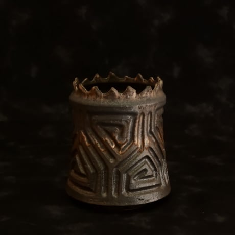 《長鉢》根本峻吾 作品【 S.N.POT type. tall「 鐡 - 黒焔 - 」3号 】笠間焼 植木鉢 [No.77]