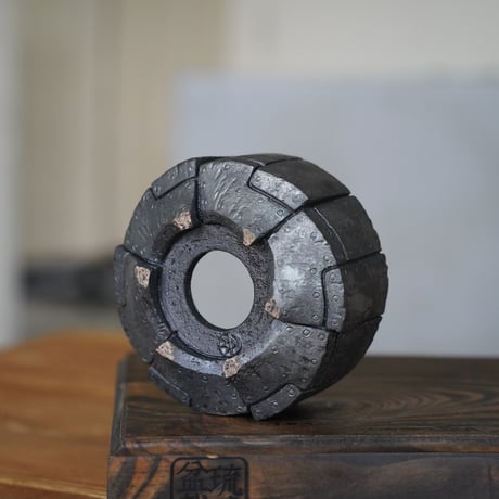 沖誠 作品【 Rivet / 円筒 shallow  / 3号 φ9 / Type.B 】笠間焼 植木鉢