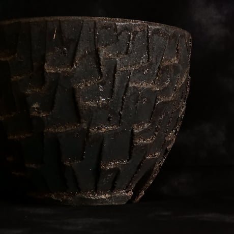 沼野秀章 作品【 Black Wrap 】3.5号 笠間焼 植木鉢 ［ No.16］
