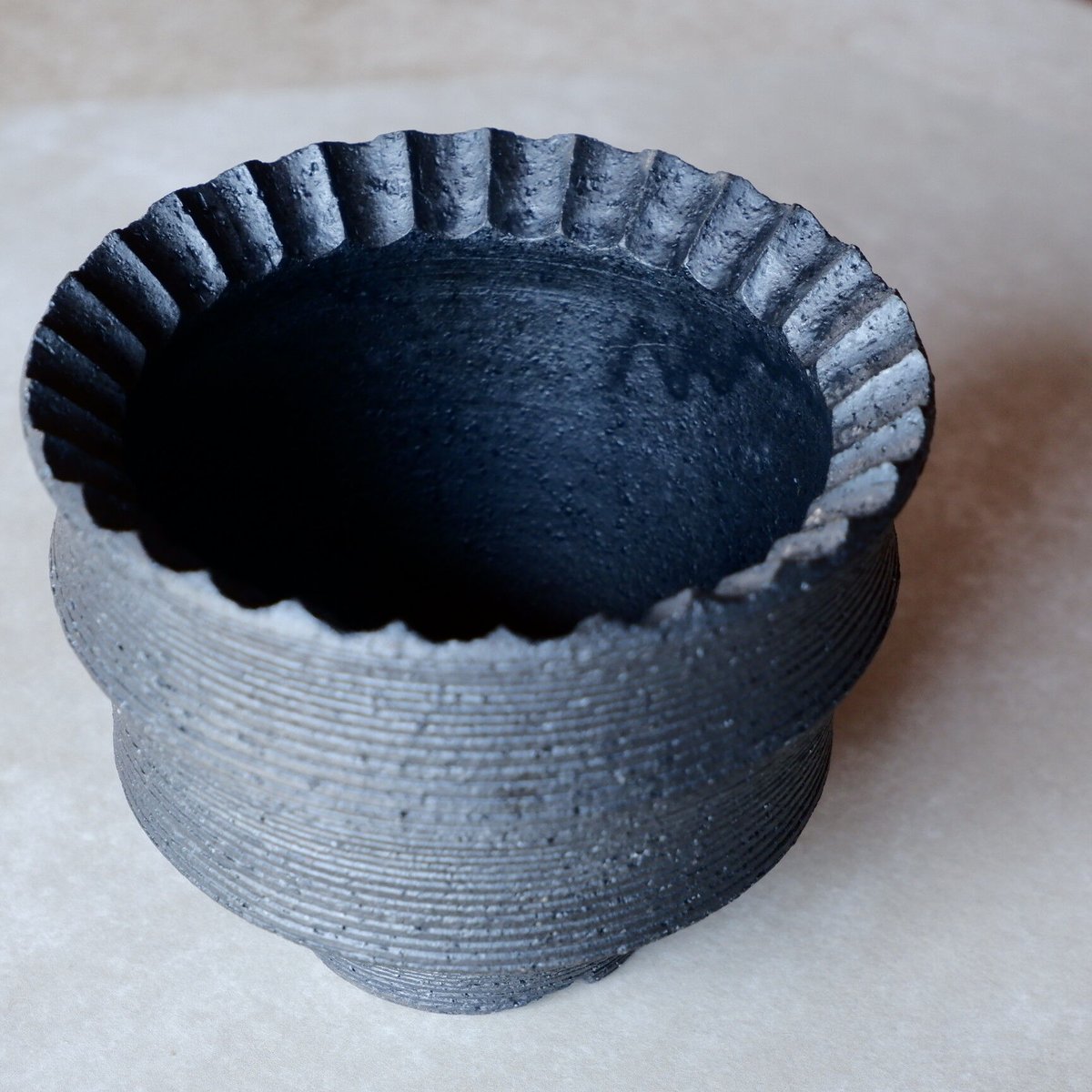 沖誠 作品【 Narrow Border ラウンド 3号 】06 笠間焼 植木鉢 | 陶賊