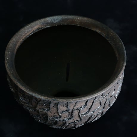 沼野秀章 作品【 Black Wrap 】3.5号 笠間焼 植木鉢 ［ No.131］