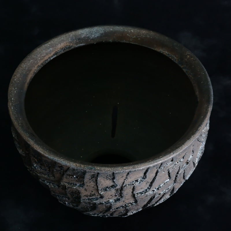 沼野秀章 作品【 Black Wrap 】3.5号 笠間焼 植木鉢 ［ No.131