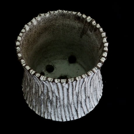 《size M》根本峻吾 作品【  S.N POT type.slim「 月光ノ爪牙」4号 】笠間焼 植木鉢 [No.156]