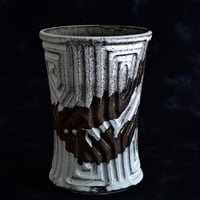 根本峻吾 作品【 S.N POT type.tall「鐵 -堕天白- 」4号 】笠間焼 植木鉢 [No.27]