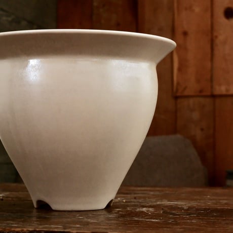 坂本新 作品 【 LUSTER OVERGLAZE - 白虹彩 - white pearl - / L 】笠間焼 植木鉢 [No.33]