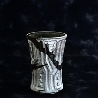根本峻吾 作品【 S.N POT type.tall「鐵 -堕天白- 」3号 】笠間焼 植木鉢 [No.25]