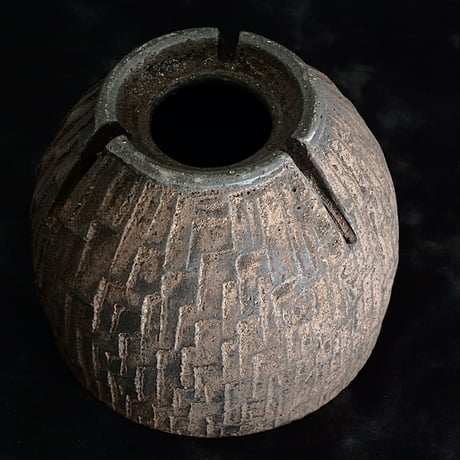 沼野秀章 作品【 black wrap 】3.5号 笠間焼 植木鉢 ［ No.38］