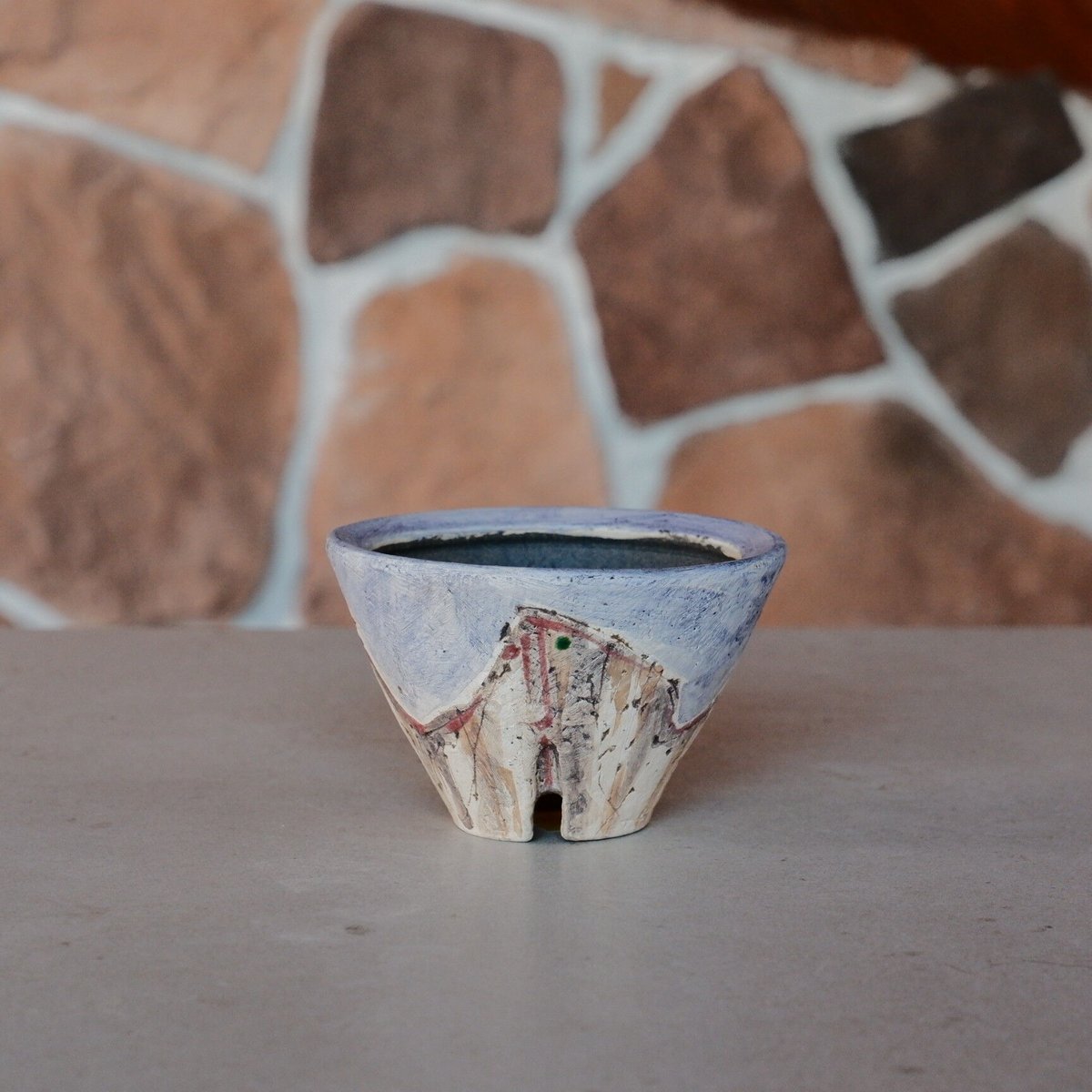 沼野秀章 作品【 刻ム音 - 紫 - 】2.5号 笠間焼 植木鉢 ［ No.98