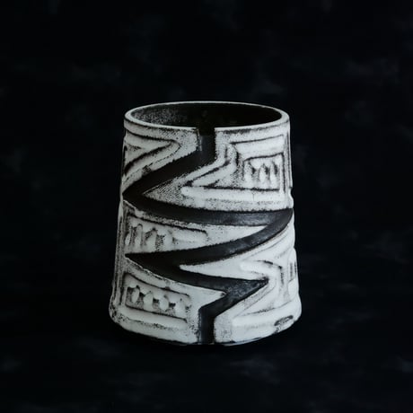 《size S》根本峻吾 作品【  S.N POT type.tall「 月光ノ雷電 」3号 】笠間焼 植木鉢 [No.104]