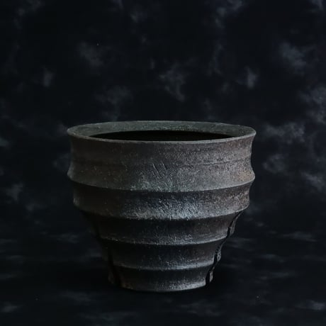 沼野秀章 作品【 Black Wrap 】4号 笠間焼 植木鉢 ［ No.136］