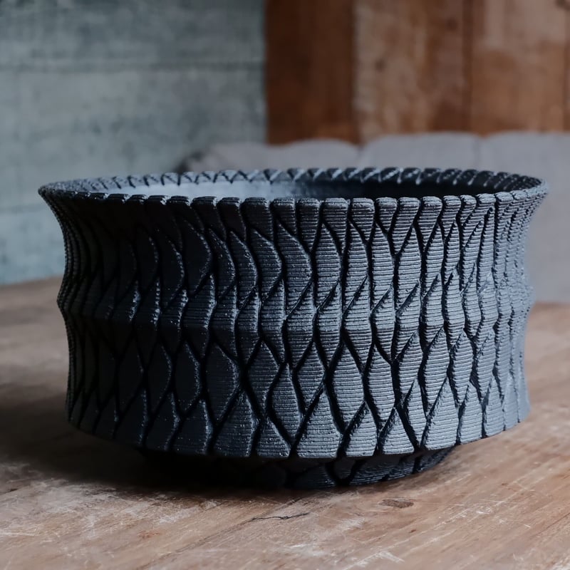 沖誠 Bark 沖誠 作品【 Bark - 炭化 - / shallow / 3号 φ9 】笠間焼 植木鉢