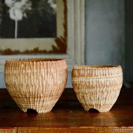 根本峻吾 作品【 S.N.POT type round 「 Jupiter - crater - 」 4号 】笠間焼 植木鉢 ［No.4］
