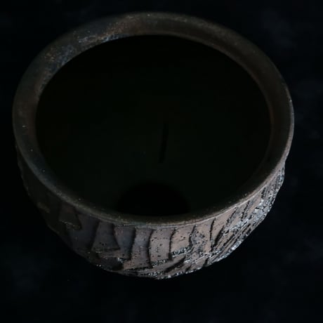 沼野秀章 作品【 black wrap 】3.5号 笠間焼 植木鉢 ［ No.63］