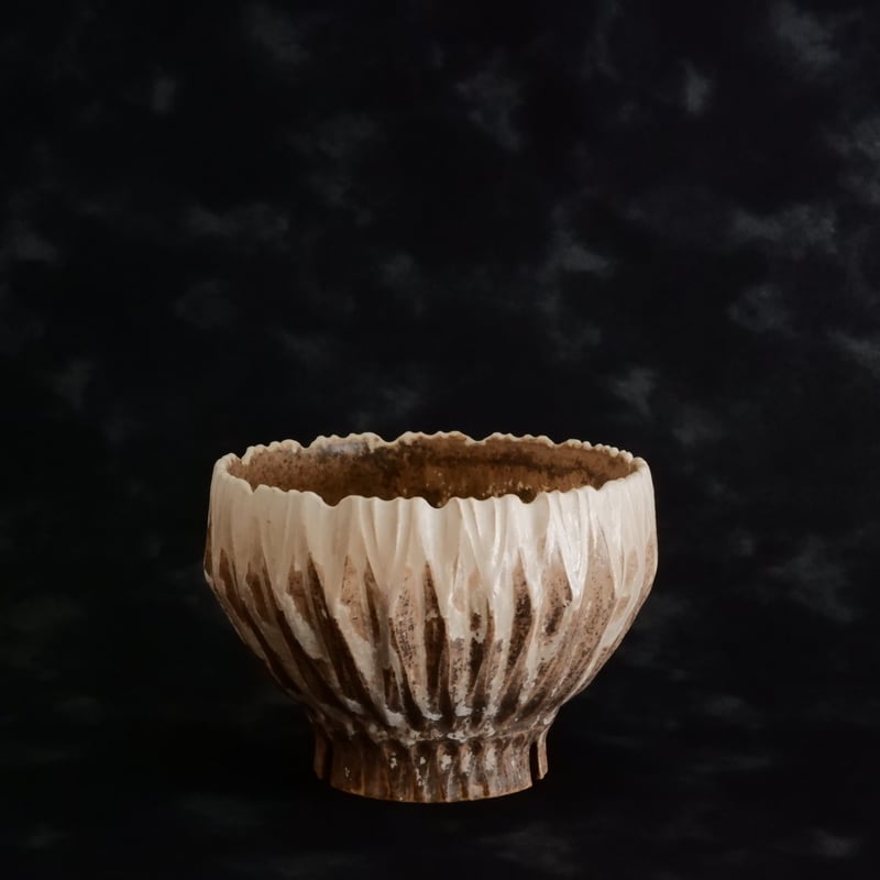 中野明彦 作品【 KIRIKO / amber / 4号 】笠間焼 植木鉢 [No.157