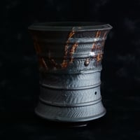 磯部祐介 作品【 瓦 - 闇堕ち tall ver. -】4号 笠間焼 植木鉢［No.80］