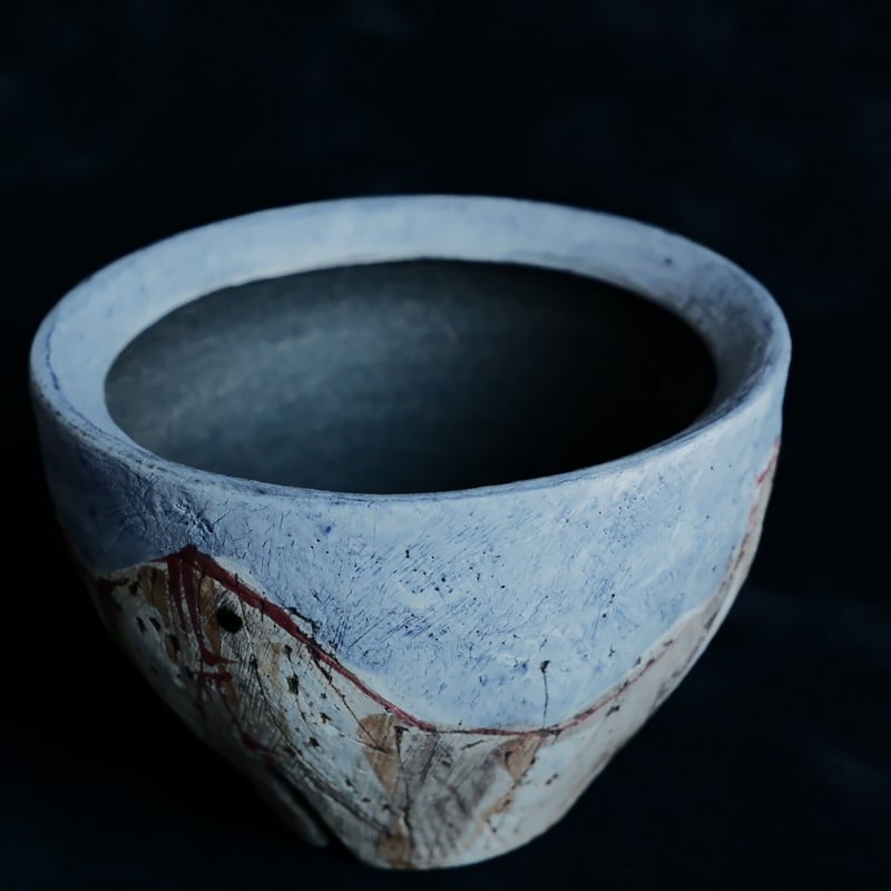 沼野秀章 作品【 刻ム音 - 紫 - 】3号 笠間焼 植木鉢 ［ No.169