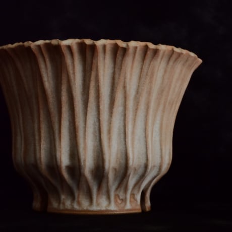 中野明彦 作品【 KIRIKO / ivory / 4号 】笠間焼 植木鉢 [No.153]