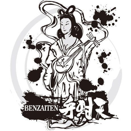 T-shirt white/七福神シリーズ/弁財天