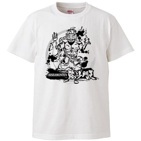 T-shirt white/七福神シリーズ/毘沙門天