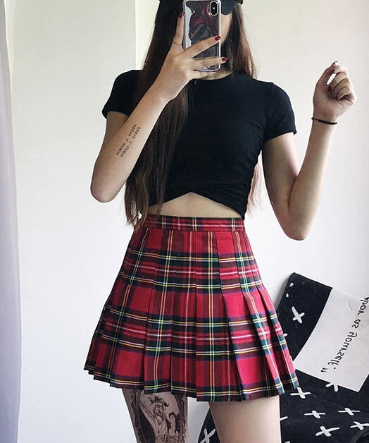 【rosy monster】check pleats skirt
