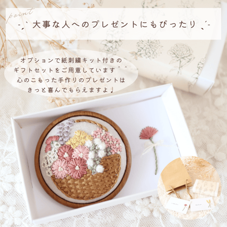花かごブローチの刺繍キット