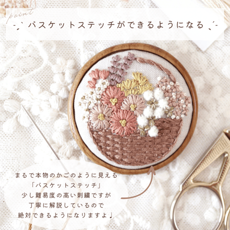 花かごブローチの刺繍キット