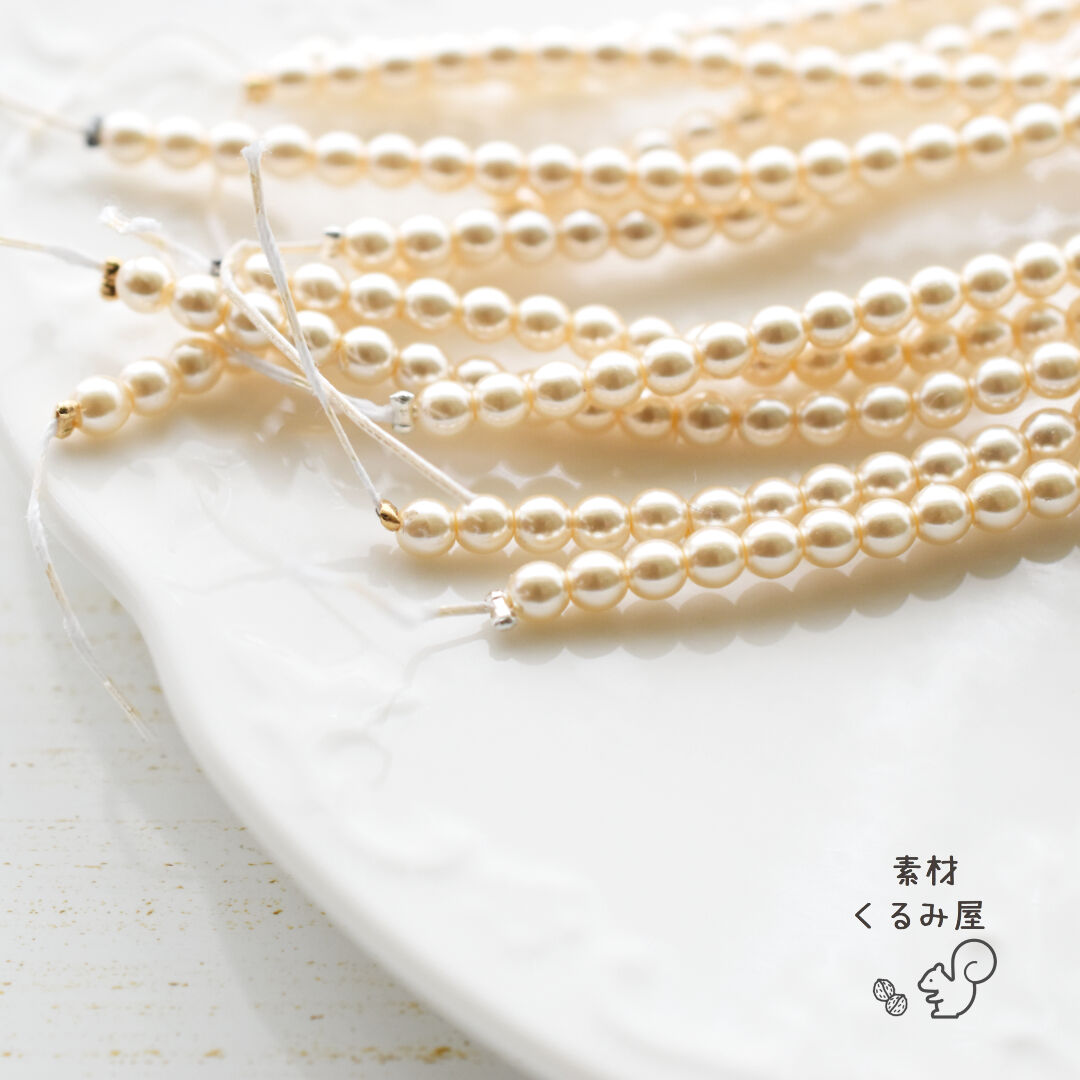CB-0332 チェコビーズ ガラスパール ラウンド 3mm クリーム 40個