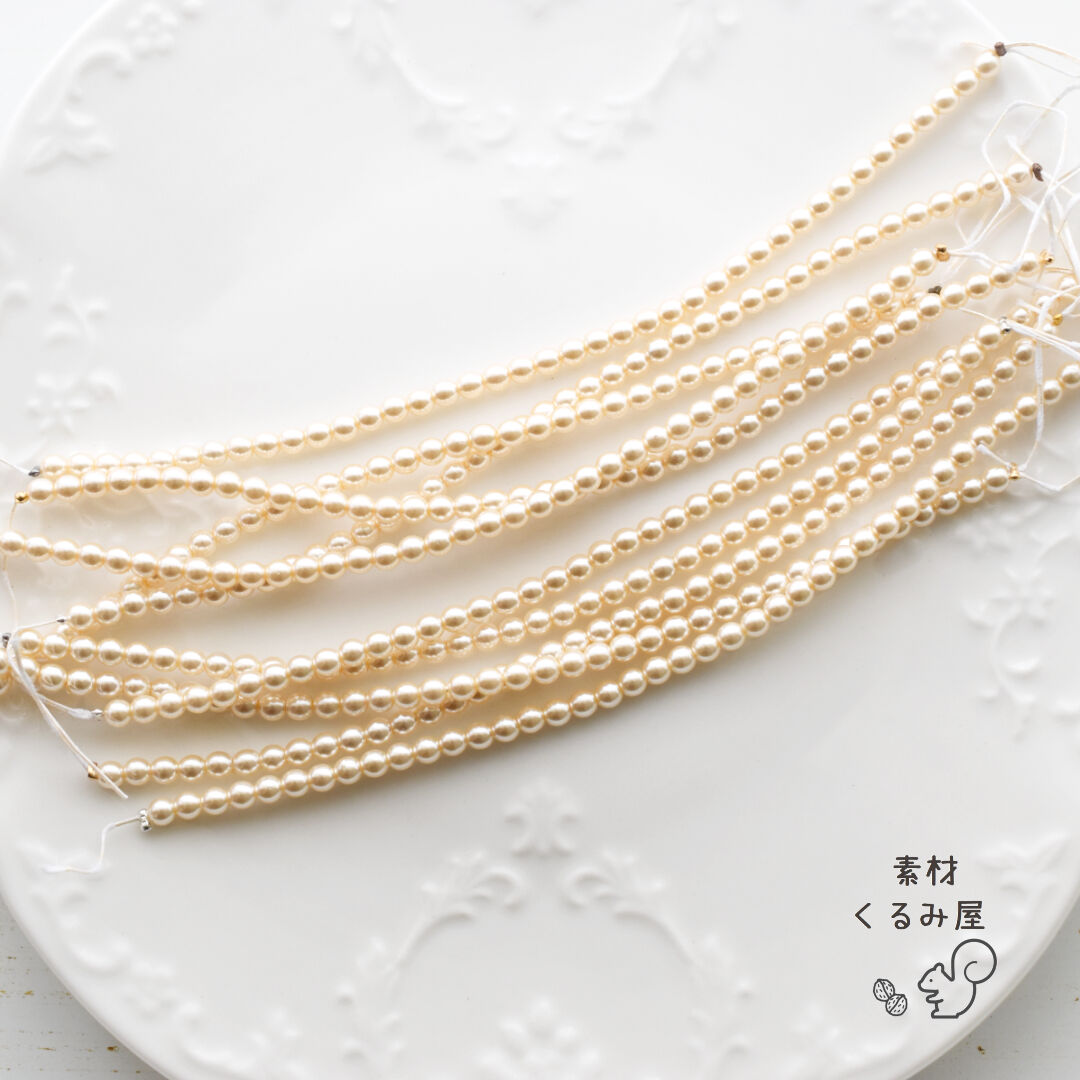 CB-0332 チェコビーズ ガラスパール ラウンド 3mm クリーム 40個
