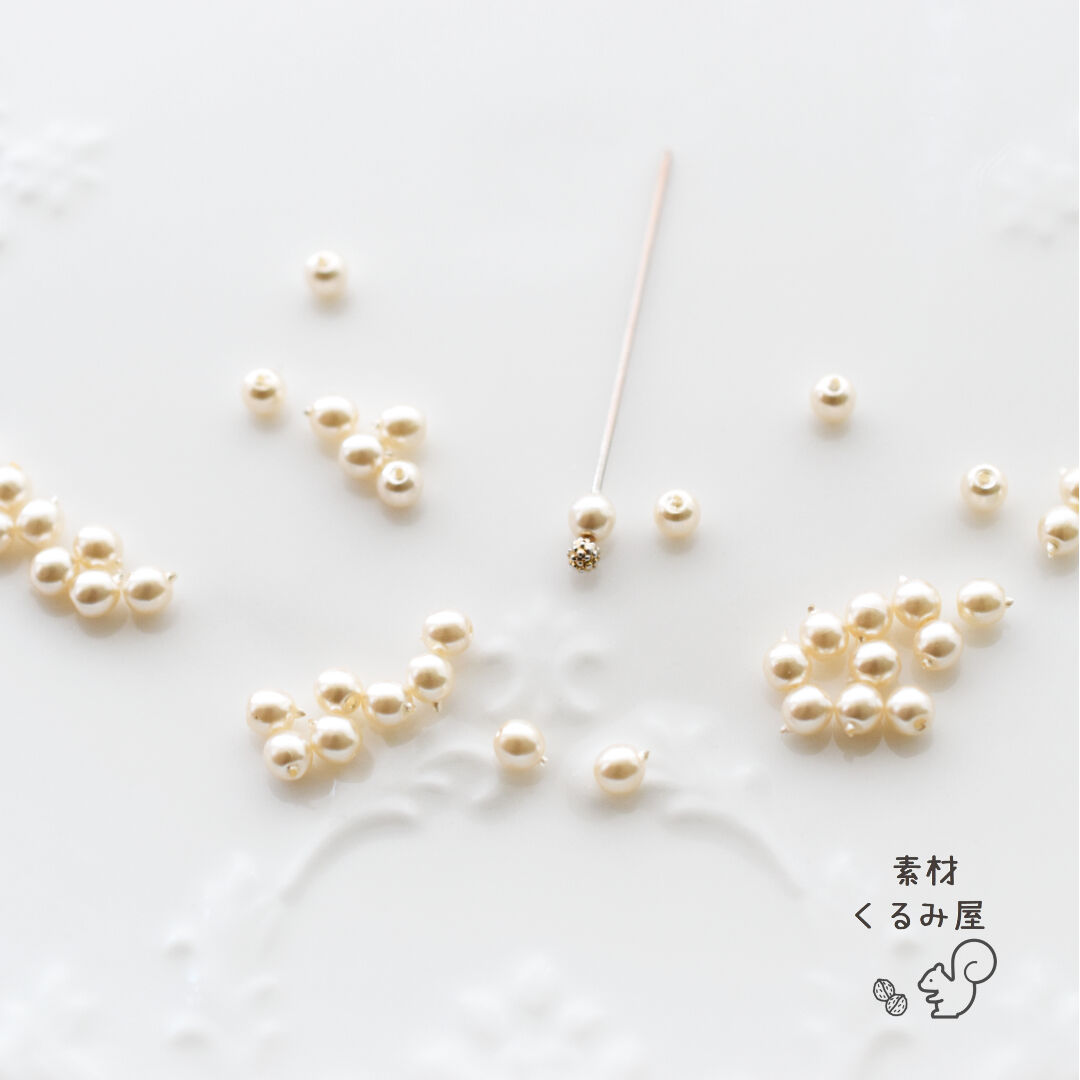 CB-0332 チェコビーズ ガラスパール ラウンド 3mm クリーム 40個
