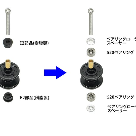 15529 タミヤ ミニ四駆 2段低摩擦プラローラー (13-13mm) ブラック