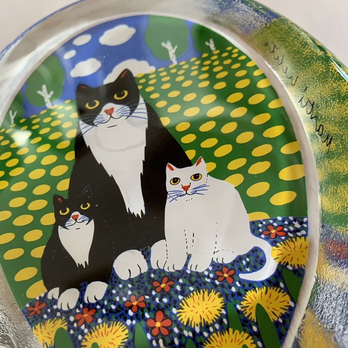  ネコのガラスカード \"Kissa ja perhonen\" iittala ネコのガラスカード 