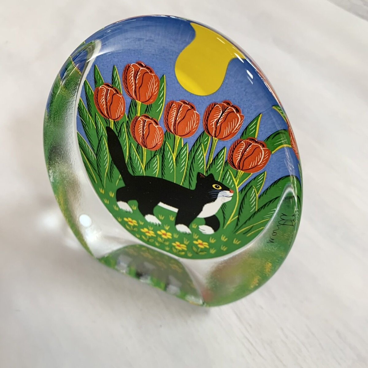  ネコのガラスカード \"Kissa ja tulppaanit\" iittala ネコのガラスカード 