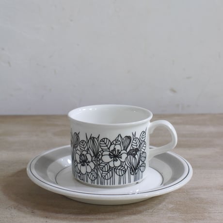 【Vintage品】アラビア ARABIA クロッカス Krokus コーヒーカップ ソーサー グレーリム 星3