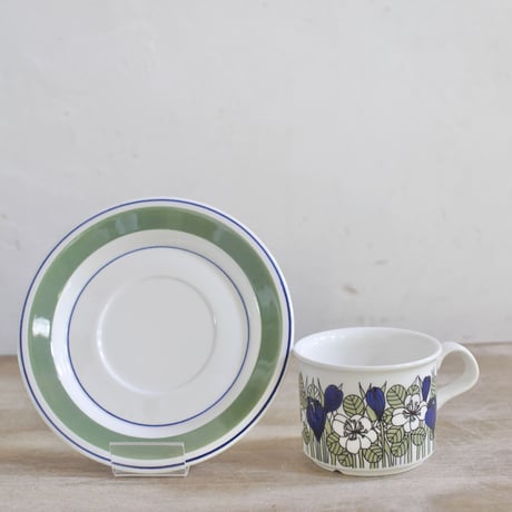 【Vintage品】アラビア ARABIA クロッカス Krokus コーヒーカップ ソーサー  C＆S カラー 星3.5 ①