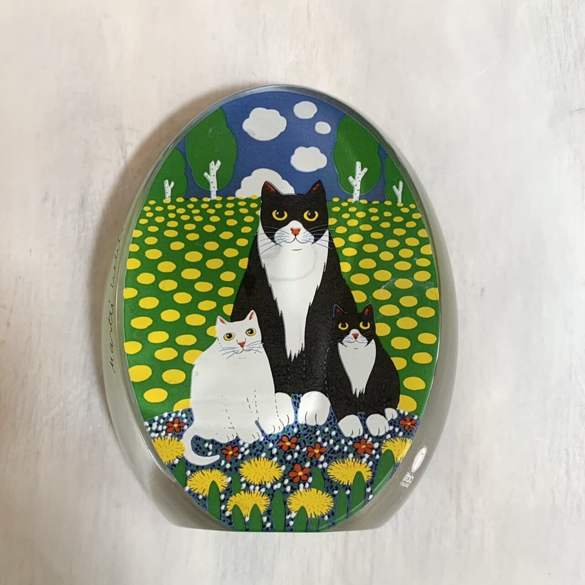 【Vintage品】イッタラ iittala 家族写真 Perhepotretti ガラスカードMartti Lehto 猫